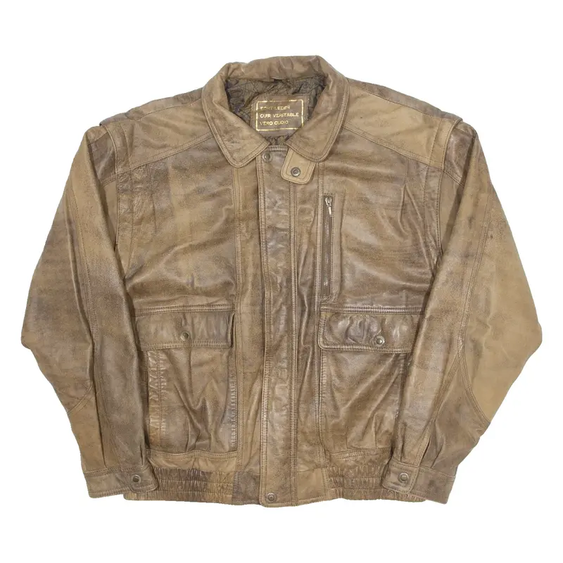 COV Mens Bomber Jacket Brown Leather 90s L
