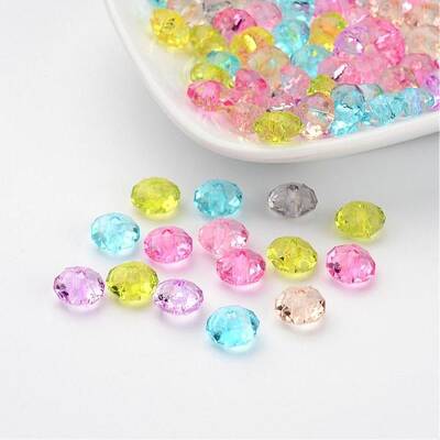 Transparent Acrylic Faceted Rondelle Beads