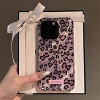for use with iphone 16 pro max Pink and purple leopard print cases  New style phone case for use with iphone 15 plus cases fo...