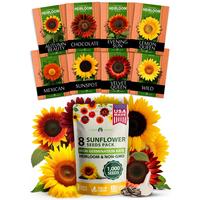 Home Grown Sunflower Seeds for Planting 8 Varieties - 1000+ Seeds Including Mexican, Sunspot, Velvet Queen, Wild, and Lemon Q...