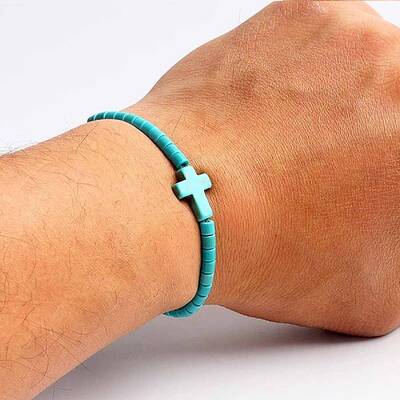 Turquoise Bracelet with Elastic Rope Bracelet