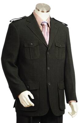 Canto Men's Wool Feel Military Suit - 6 Button, 2-Piece