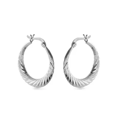 Again jewelry Elegant Silver Hoop Earrings AJNS0062