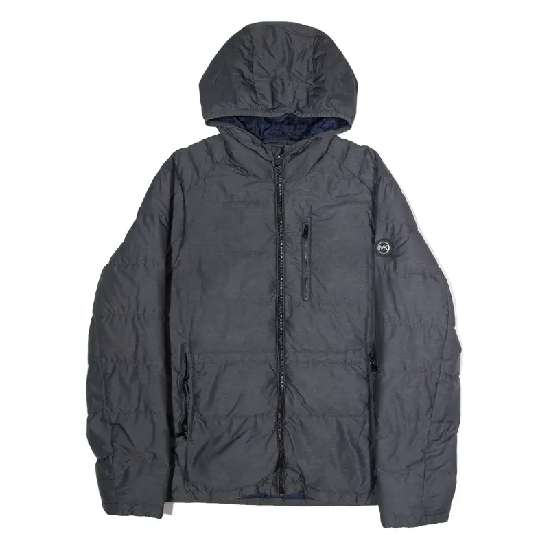 MICHAEL KORS Mens Puffer Jacket Grey Hooded L