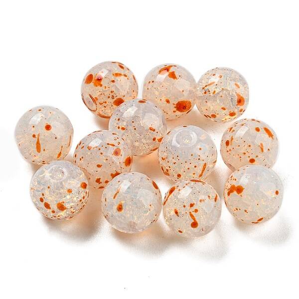 Transparent Spray Painting Crackle Glass Beads