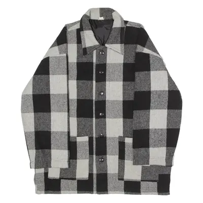 Mens Lumberjack Jacket Grey Wool 90s Check L