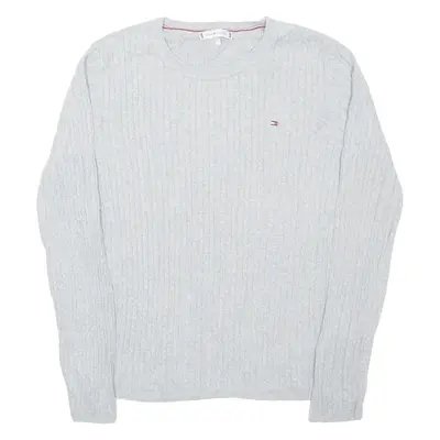TOMMY HILFIGER Womens Jumper Grey Cable Knit S