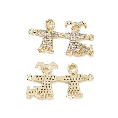 Brass Micro Pave Clear Cubic Zirconia Connector Charms