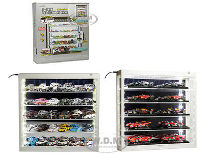 Showcase Wall Mount 5 Tier Display Case White with Mirror Back Panel \