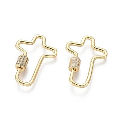 Brass Micro Pave Cubic Zirconia Screw Carabiner Lock Charms