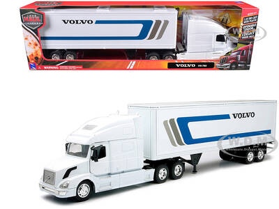 Volvo VN-780 Truck with Dry Van Trailer White Long Haul Truckers Series 1/32 Diecast Model by New Ray