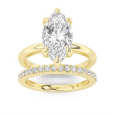 Fez Lab Grown Marquise Diamond Engagement Ring with the Orion Wedding Band | 10K Yellow Gold 2 1/3 ct. tw.