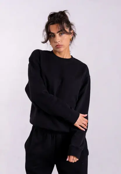 Oversized Sweatshirt, Black | Size: S