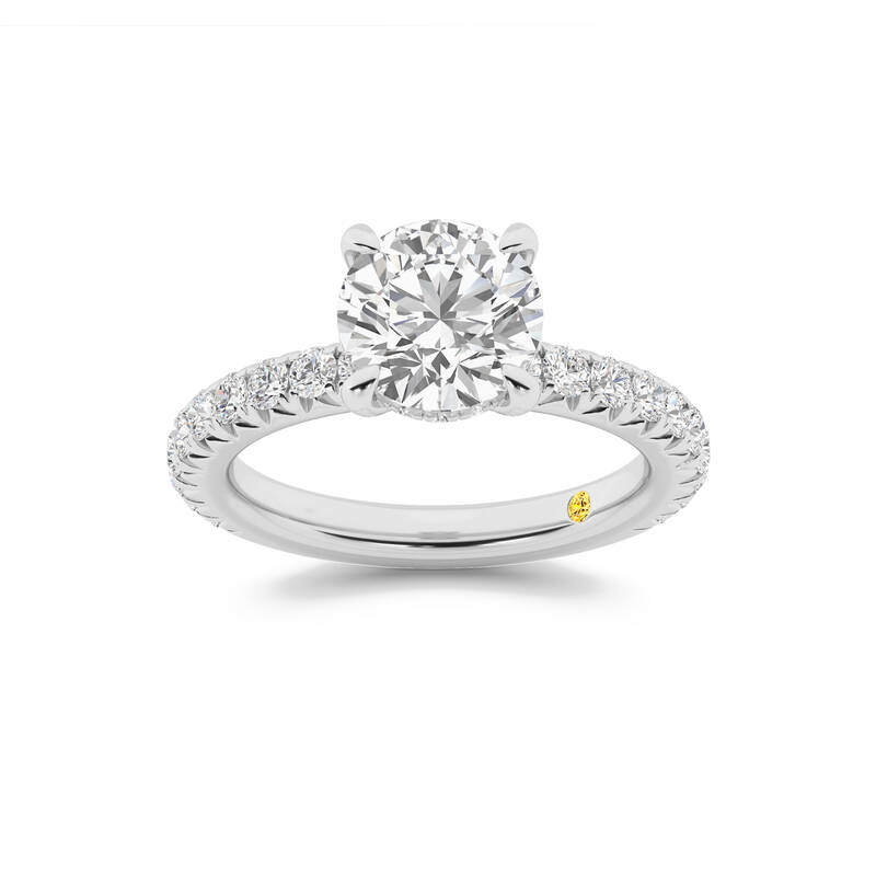 Embers Three Quarter Coverage Hidden Halo Round Lab Grown Diamond Engagement Ring | 18K White Gold 3 3/8 CT. TW.