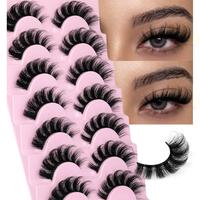 Natural Looking Fluffy False Eyelashes, 10 Pairs Reusable Wispy Faux Cluster Lashes, Volumized False Eyelashes for Women Eye ...