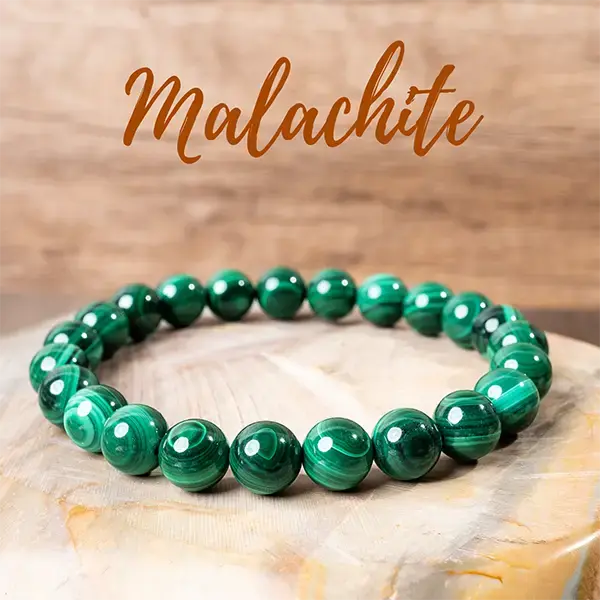 Energy Healing Crystal Therapy Bracelets | Malachite, Serpentine Jade, Sunstone, Amazonite, Clear Quartz, Selenite, Tiger's E...