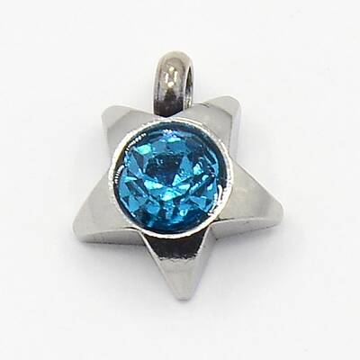 201 Stainless Steel Rhinestone Star Charm Pendants
