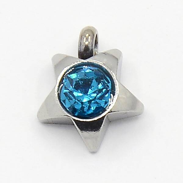 201 Stainless Steel Rhinestone Star Charm Pendants