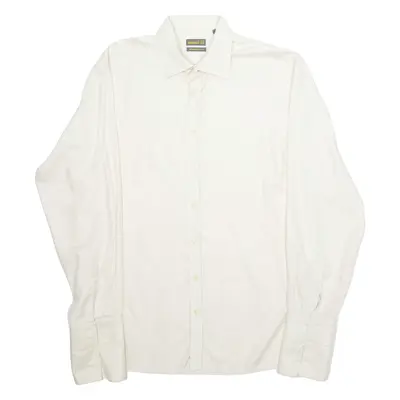 TED BAKER Formal Supreme Cotton Mens Plain Shirt Cream Long Sleeve XL