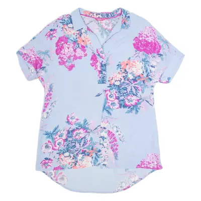 JOULES Womens Shirt Dress Blue Viscose Floral Short Sleeve Knee Length M