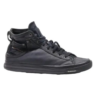 DIESEL High Top Trainers Black Leather Mens UK 9
