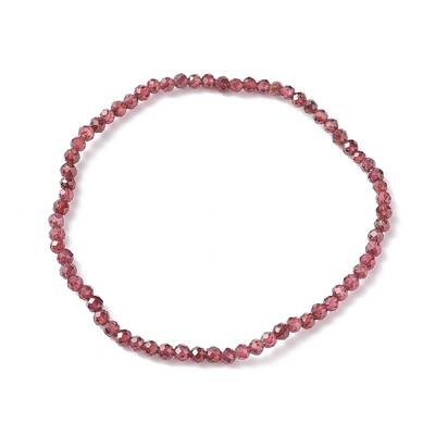 3mm Natural Garnet Beads Stretch Bracelet for Girl Women