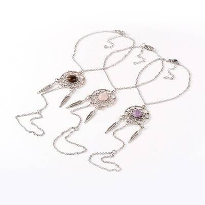 Woven Net/Web with Feather 316 Surgical Stainless Steel Anklets