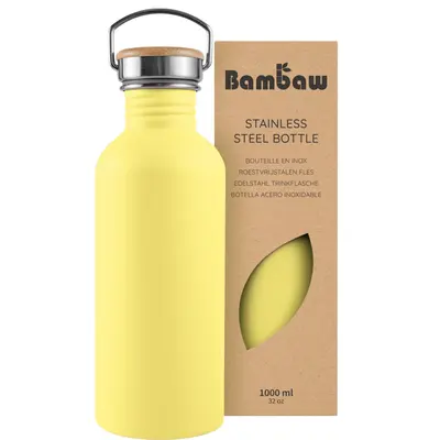 Bambaw Stainless Steel Water Bottle 1000ml Yellow Bundle