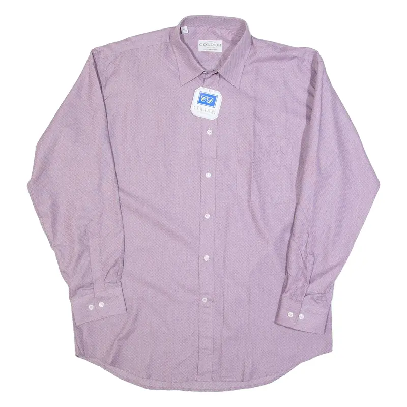 COLDOR Mens Plain Shirt Purple 90s Long Sleeve XL