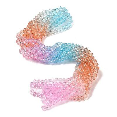 Transparent Painted Glass Beads Strands