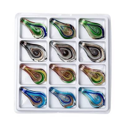 Handmade Silver Foil Lampwork Big Pendants