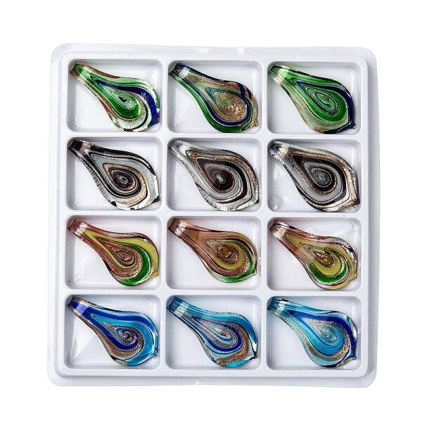 Handmade Silver Foil Lampwork Big Pendants