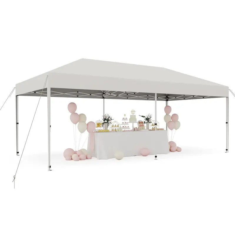 Garvee 10'x20' Pop Up Canopy Heavy Duty & Waterproof Canopy Without Sidewalls for Outdoor Party,Camping,Pickup-White