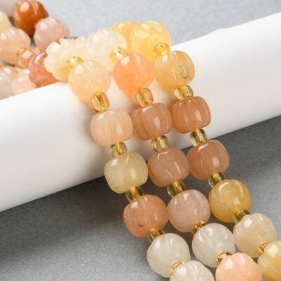 Natural Golden Silk Jade Beads Strands