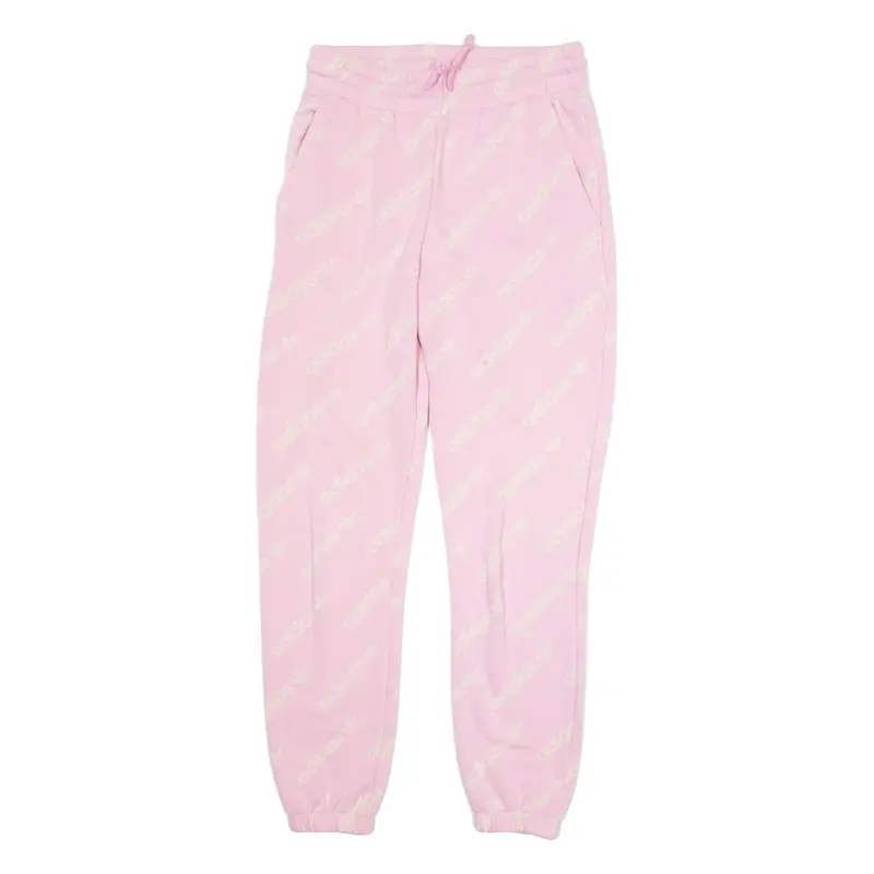 ADIDAS ORIGINALS All Over Print Womens Joggers Pink Tapered UK 10 W30 L28