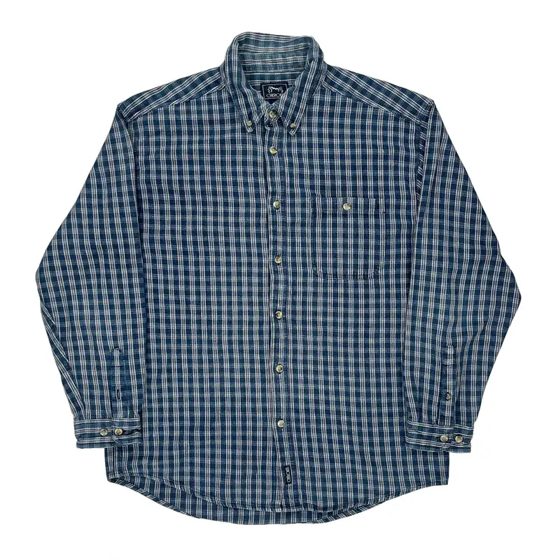 Cherokee Checked Shirt - Large Blue Cotton