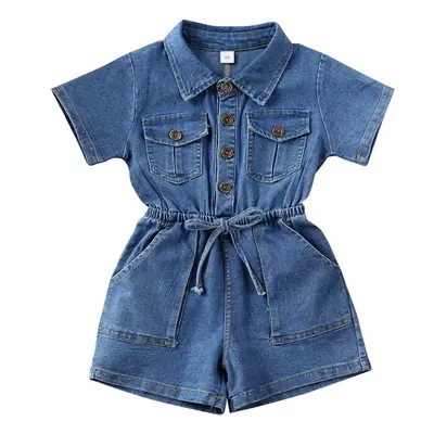 Summer Toddler Girl Jumpsuit Shorts Little Girl Overalls Clothes Baby Jean Romper Jumpsuit Outfit #Springtok