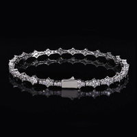 Cross Moissanite Bracelet VVS Gold Plated Iced Out Spike Chain 4mm Rapper Hip Hop Bracelet for Men - Rhinestone Bling Men's B...