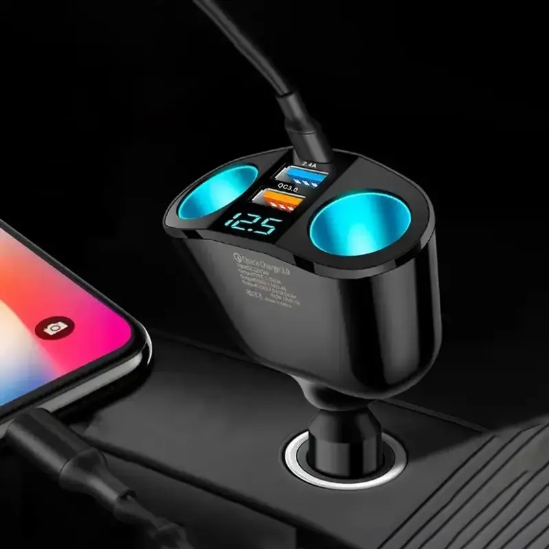 USB Type-C Car Charger, Digital Display QC3.0 Fast Charging Multi-function Car Charger, Electrical Appliances for Car