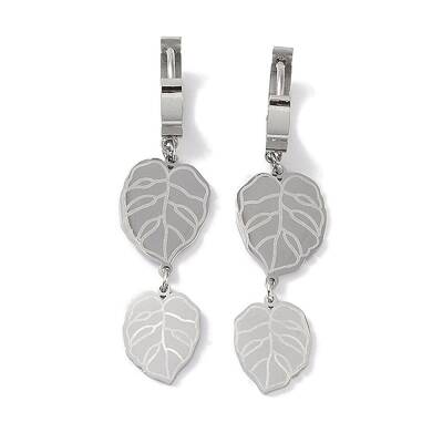 Non-Tarnish Leaf 304 Stainless Steel Dangle Earrings
