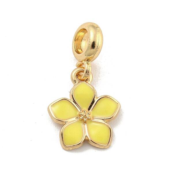Rack Plating Alloy Enamel Flower European Dangle Charms