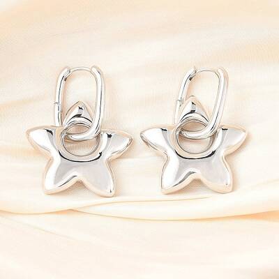 Star Brass Hoop Earrings for Women