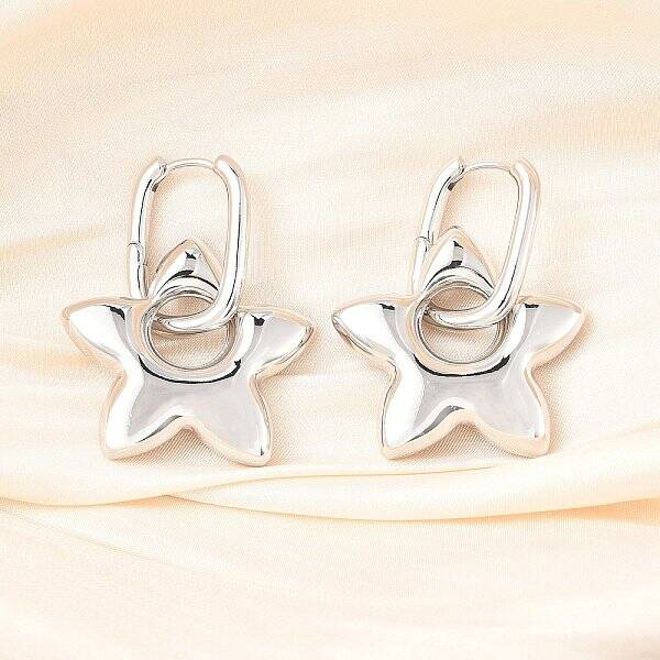 Star Brass Hoop Earrings for Women