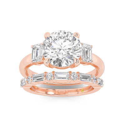 Moonbeam Lab Grown Round Diamond Engagement Ring with the Cleo Wedding Band | 10K Rose Gold 2 ct. tw.