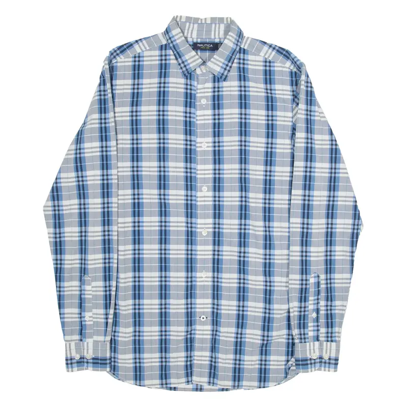 NAUTICA Mens Shirt Blue 90s Check Long Sleeve S