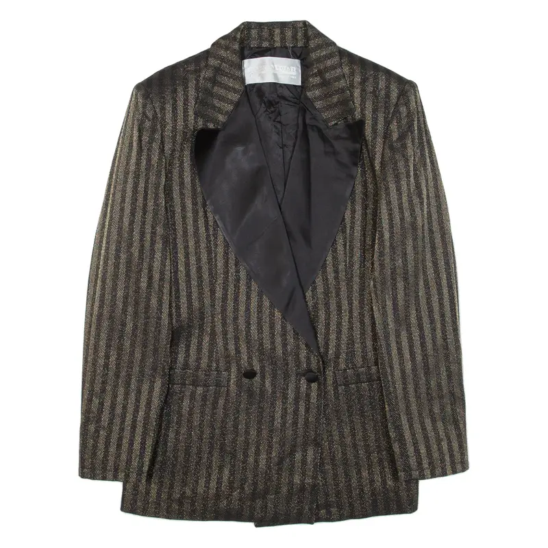 PANCALDI & B Womens Blazer Jacket Gold Knit Wool Striped S