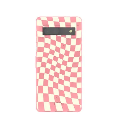 Bubblegum Pink Warped Checkers Google Pixel 7a Case