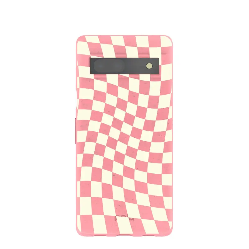 Bubblegum Pink Warped Checkers Google Pixel 7a Case
