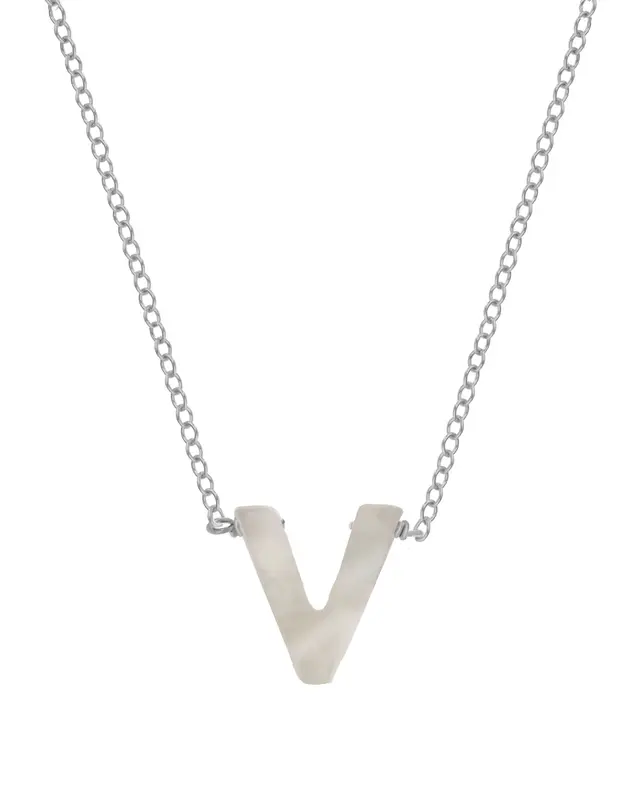 Dawn Initial Necklace | Metal Color: Silver | Style: V