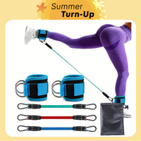 5-Piece Universal Ankle Resistance Band Set with Adjustable Straps for Strength Training, Yoga, and Fitness - Multipurpose Ex...
